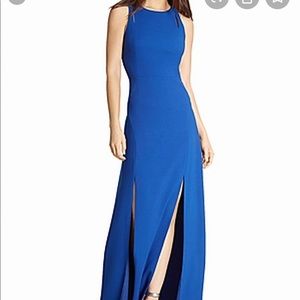 Halston Heritage Double Slit Blue Gown